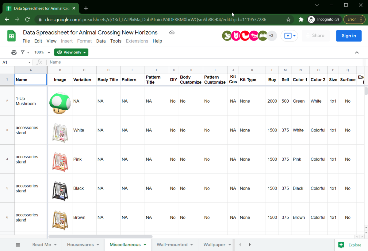 New HorizonsSpreadsheet Animal Crossing Mods Wiki